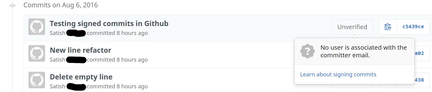 Fig. 1 GitHub -- Unverified for empty email address